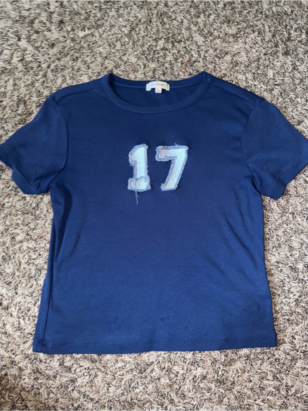 Navy Short Sleeve Tee with '17' Patch - Women's